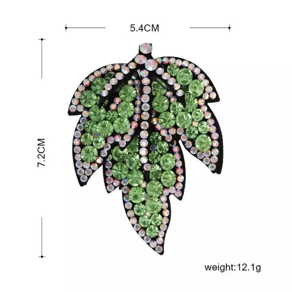 VQ Rhinestones Leaf Brooch - Picture 5 of 5
